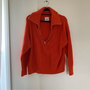 Aerie Waffle Knit Quarter Zip Sweater
